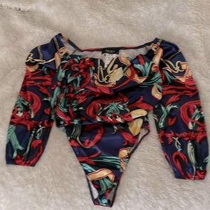 ❤️❤️NWT AKIRA Women’s printed satin bodysuit Size Medium❤️❤️